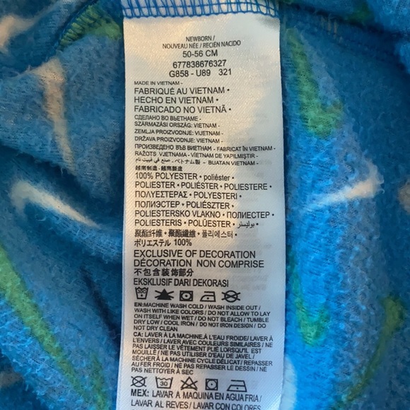 Newborn onesie with feet and mittens Nike blue and green - Picture 6 of 6